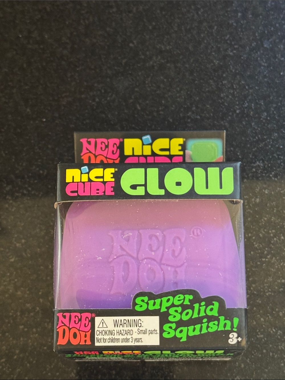 100% Auth NIB NeeDoh Nice Cube Glow Super Solid Squish - Purple